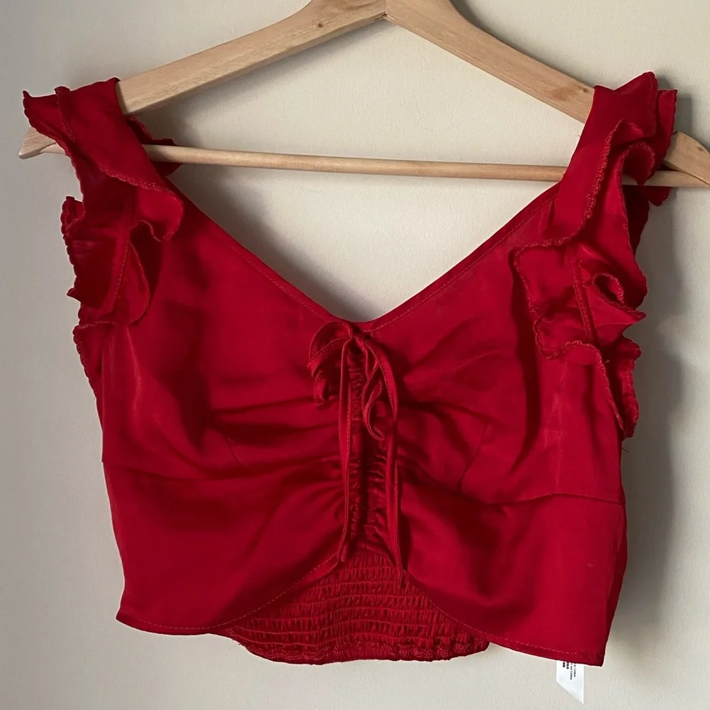 Free People Take You Out Brami Crop Top Red XS